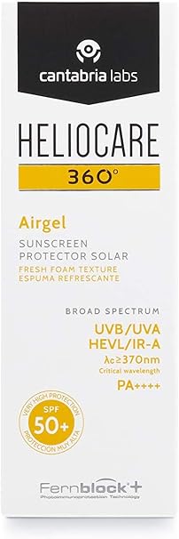 Heliocare 360 Airgel SPF50+ 60ml | Mousse Sunscreen for Face & Neck | UVA UVB Visible Light Infrared-A Anti-Ageing Sun Protection | Suits All Skin Types | Matte Finish | Supercharged with Antioxidants