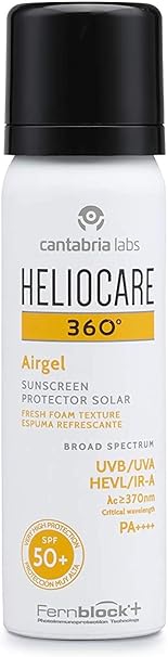 Heliocare 360 Airgel SPF50+ 60ml | Mousse Sunscreen for Face & Neck | UVA UVB Visible Light Infrared-A Anti-Ageing Sun Protection | Suits All Skin Types | Matte Finish | Supercharged with Antioxidants