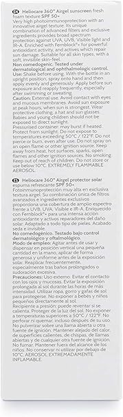 Heliocare 360 Airgel SPF50+ 60ml | Mousse Sunscreen for Face & Neck | UVA UVB Visible Light Infrared-A Anti-Ageing Sun Protection | Suits All Skin Types | Matte Finish | Supercharged with Antioxidants