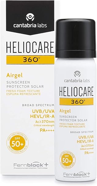 Heliocare 360 Airgel SPF50+ 60ml | Mousse Sunscreen for Face & Neck | UVA UVB Visible Light Infrared-A Anti-Ageing Sun Protection | Suits All Skin Types | Matte Finish | Supercharged with Antioxidants