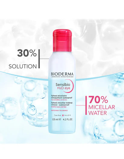 Bioderma Sensibio H2O Micellar Water Eye Waterproof Makeup Remover for Sensitive Eyes and Lips 125ML