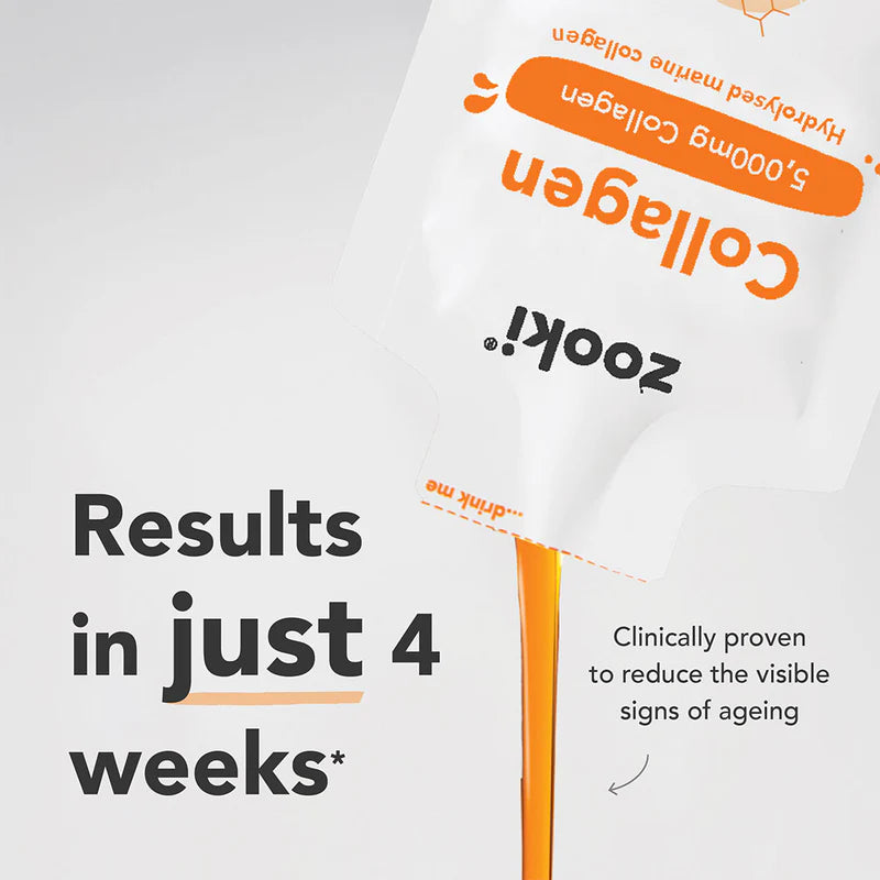 Zooki Marine Collagen 5,000mg, Mango Peach Flavour - 30x15ml Liquid Sachets