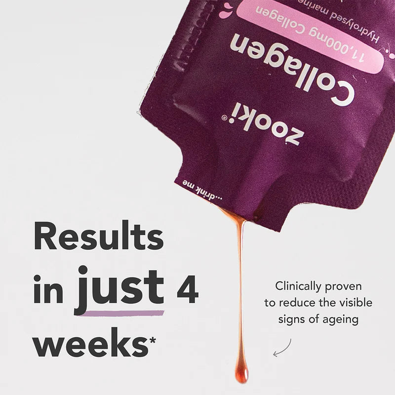 Zooki Super Strength Marine Collagen 11,000mg, Blackcurrant Flavour - 30x18.5ml Liquid Sachets