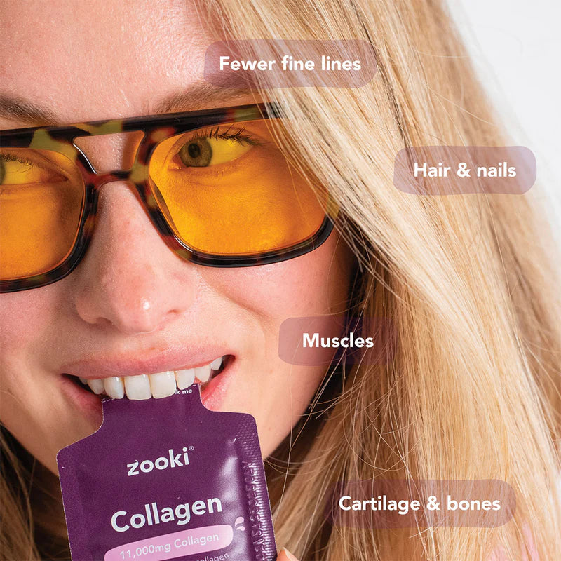 Zooki Super Strength Marine Collagen 11,000mg, Blackcurrant Flavour - 30x18.5ml Liquid Sachets