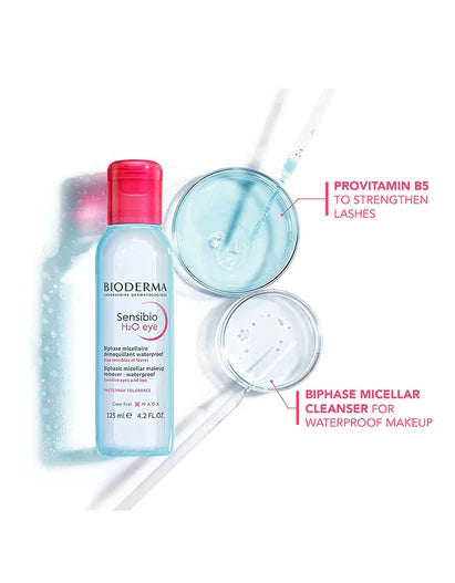 Bioderma Sensibio H2O Micellar Water Eye Waterproof Makeup Remover for Sensitive Eyes and Lips 125ML